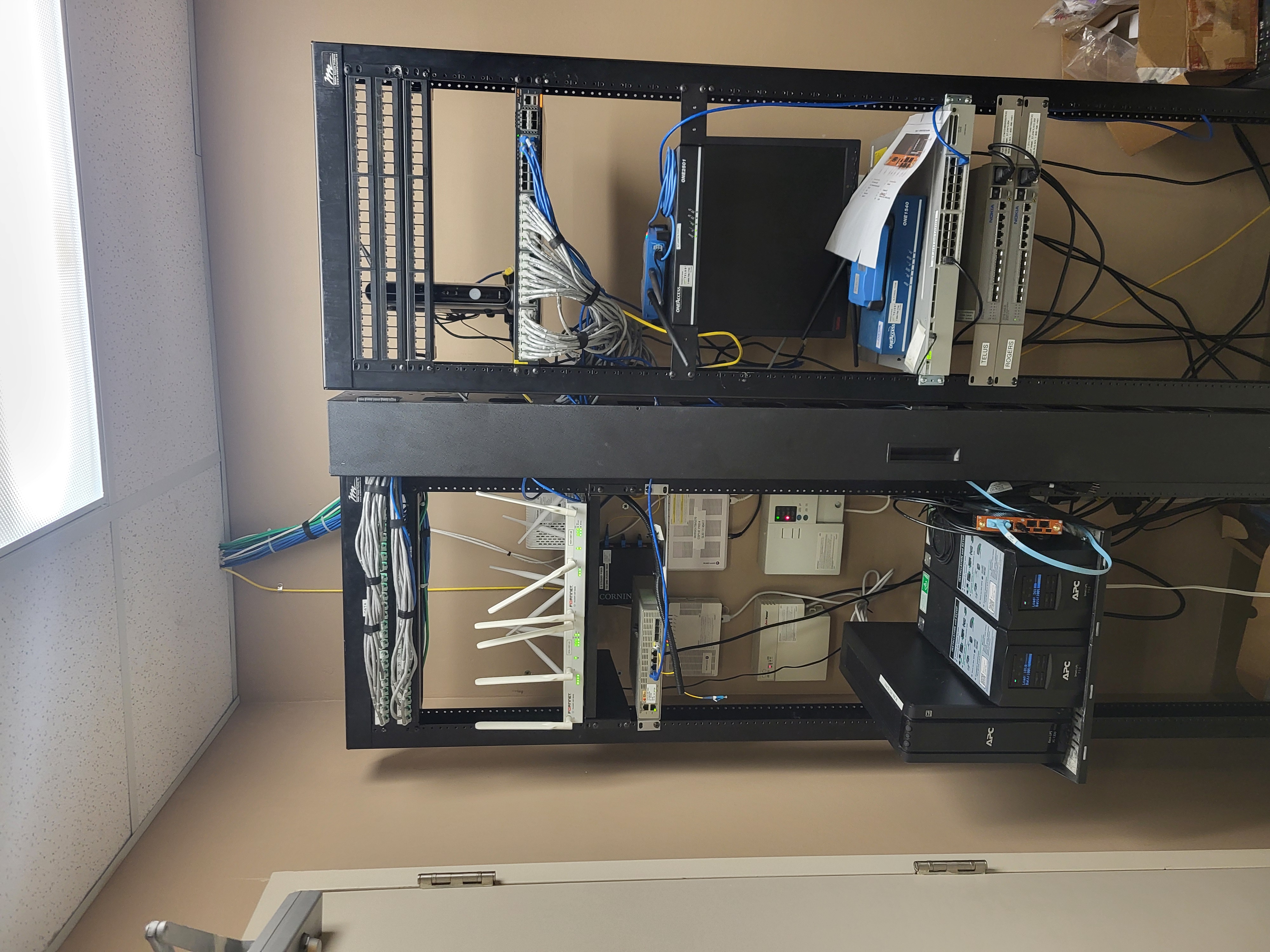 Network Rack with Patch Panels and UPS